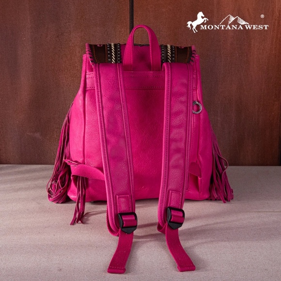 Montana West Floral Embroidered Collection Backpack Hot Pink main image 4